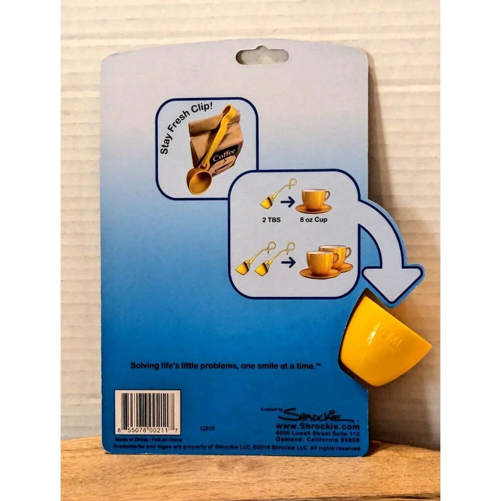Schrockie Clippin' Scoop Coffee Scooper Bag Sealer Yellow 6.5-inch Gift NEW